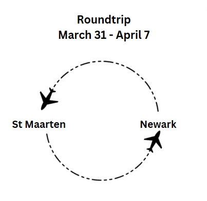 20240331 - Aller-retour SXM-EWR sur La Compagnie 31 mars - 07 avril 2024